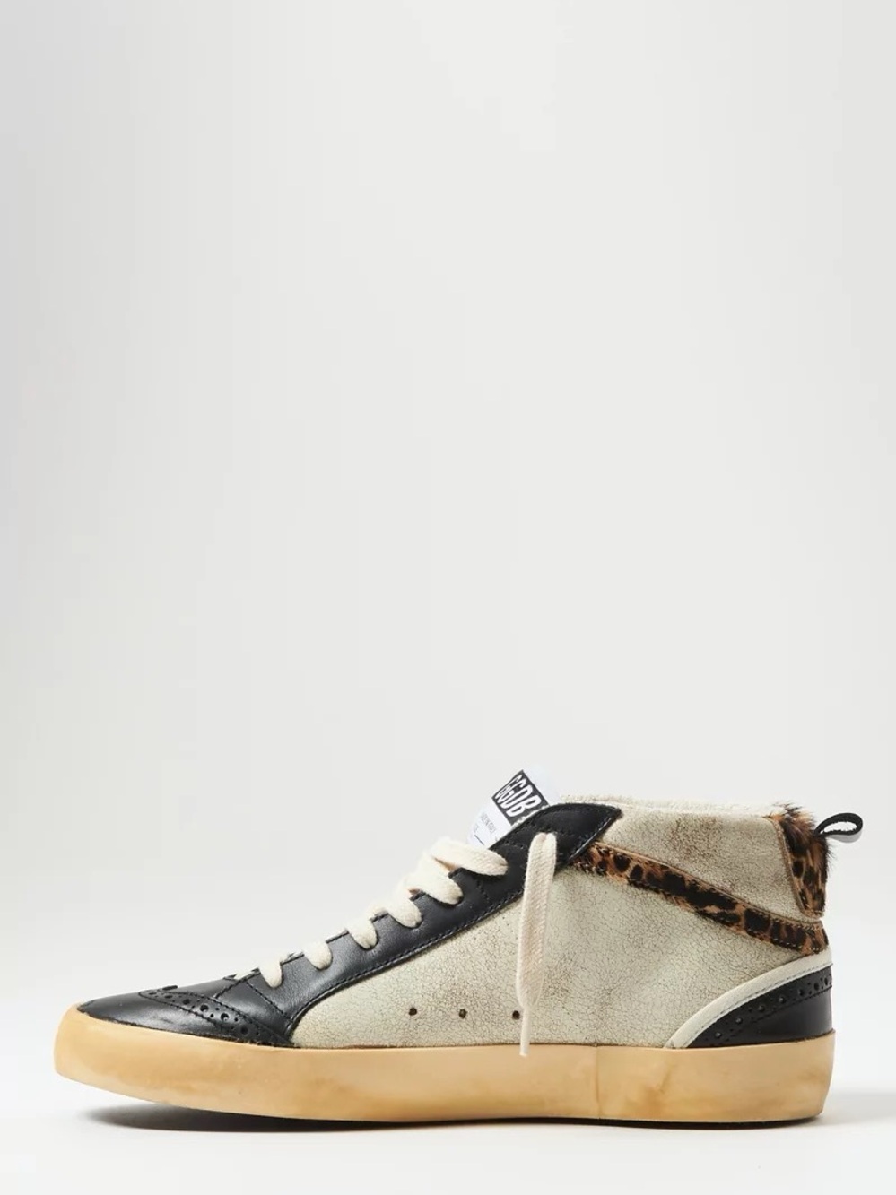 - Golden Goose Mid Star Sneaker in Tobacco, Black, & Beige Brown Leo BT - Picture 3 of 11